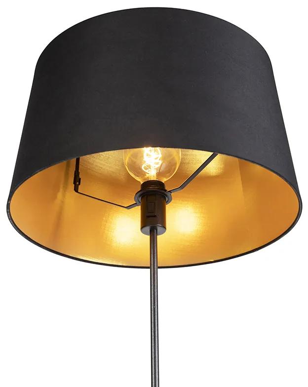 Vloerlamp zwart met zwarte kap 45 cm verstelbaar - Parte Klassiek / Antiek E27 cilinder / rond rond Binnenverlichting Lamp