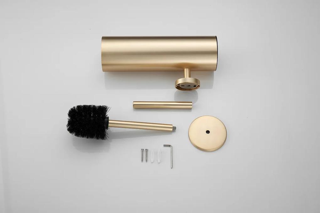 Saniclear Brass toiletborstel met wandhouder geborsteld messing mat goud