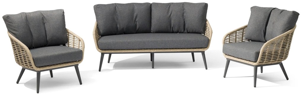 Stoel en Bank Loungeset 5 personen Aluminium/rope Grijs Coco Vinci