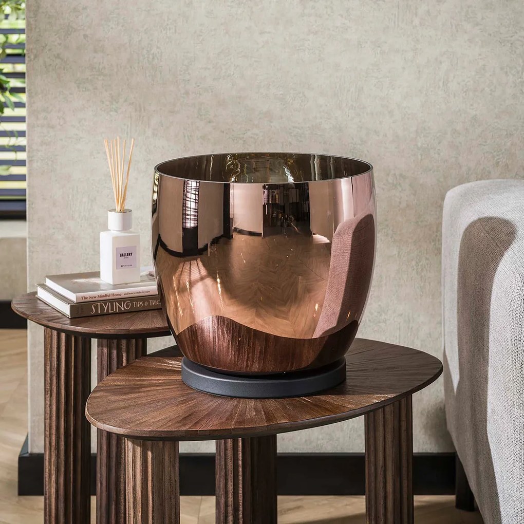 Lage Vloerlamp Van Koperkleurig Glas 33 Cm