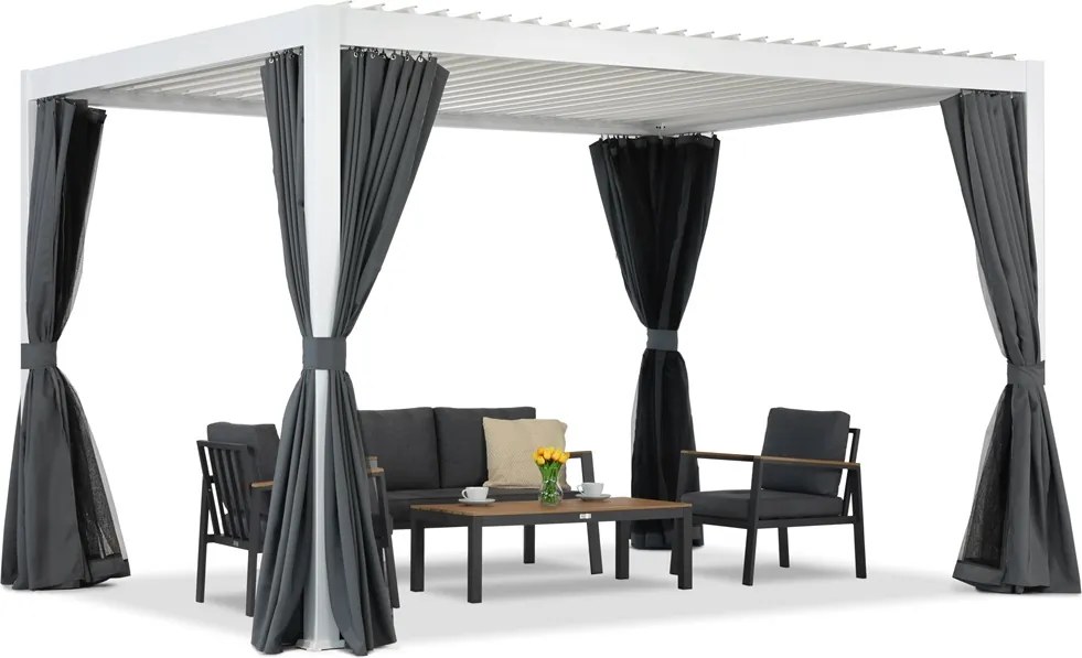 Lagos Premium 3x4 Garden Point vrijstaande terraspergola wit en antraciet