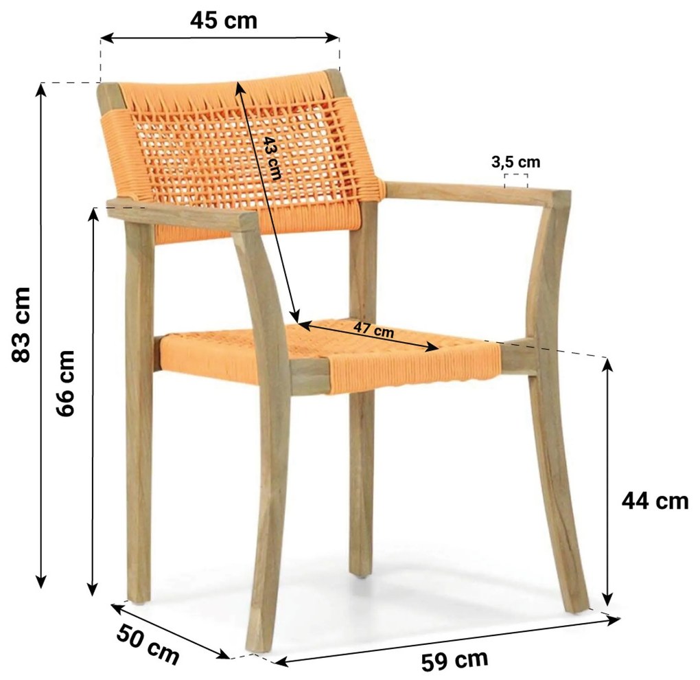 Tuinset 4 personen 90 cm Outdoor textiel Oranje Lifestyle Garden Furniture Dallas/Bristol