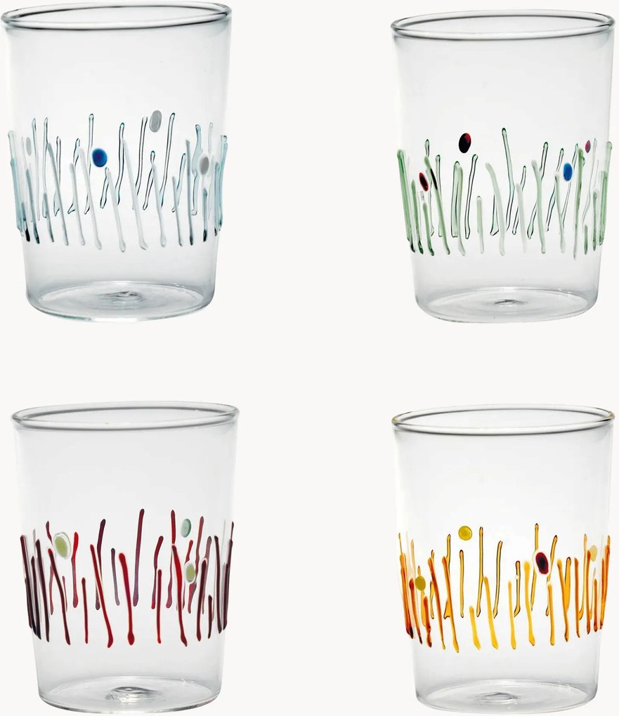 Handgemaakte glazen tumblers Quattro Stagioni, 4-delig