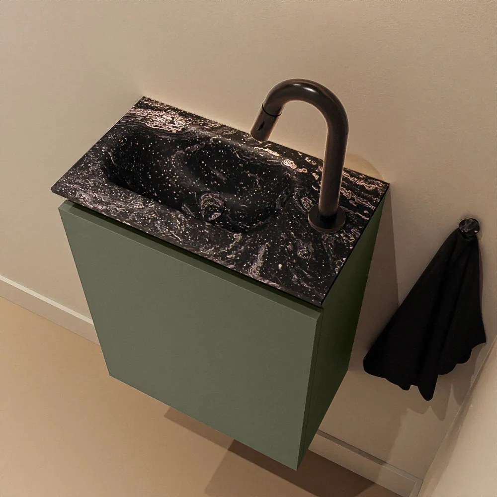 Mondiaz Ture DLux toiletmeubel 40cm army met wastafel lava links met kraangat