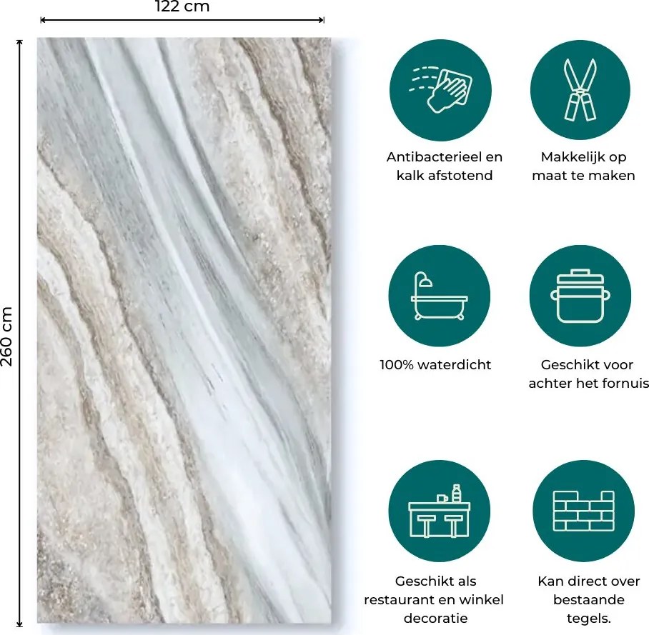 Marmer Glans Bookmatch Paneel R 260x122x0,3cm