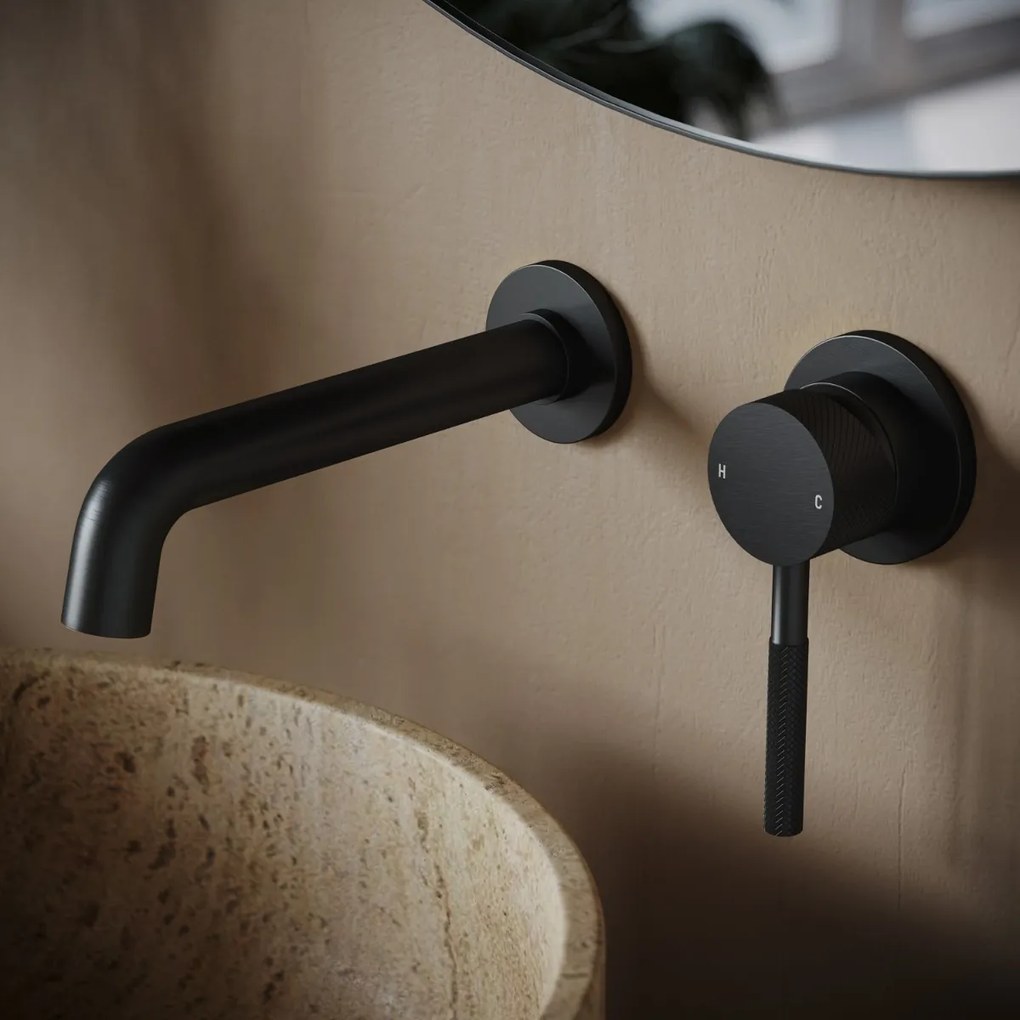 Saniclear Nero Curved inbouw wastafelkraan zwart mat