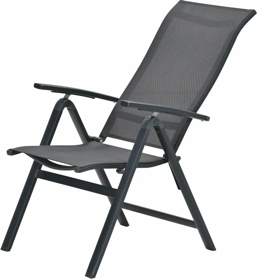 Garden Impressions Siena tuinstoel verstelbaar donker grijs - 2 stuks