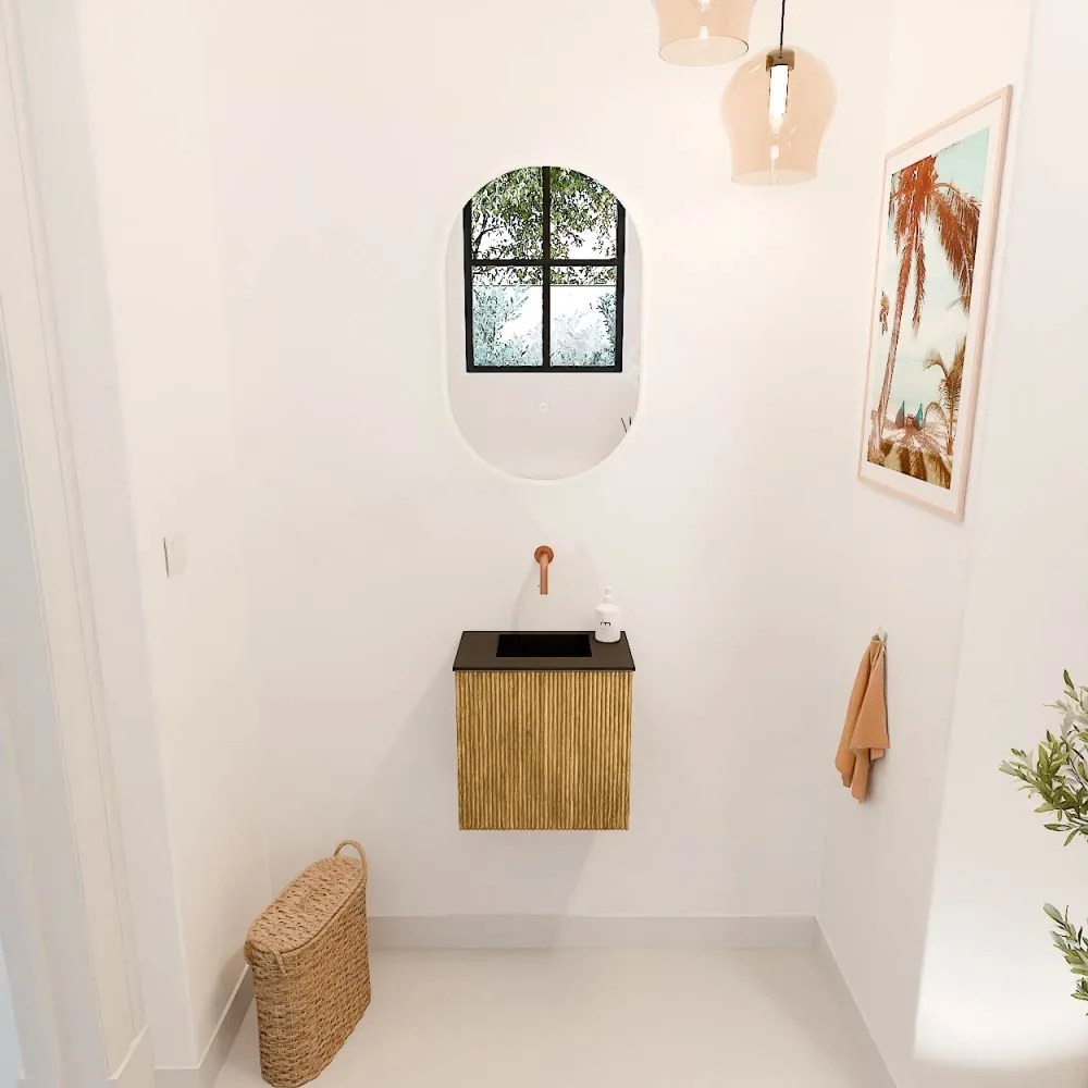 Mondiaz Joya 40cm toiletmeubel oak met wastafel faye midden zonder kraangat urban