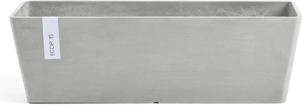Ecopots bloempot Bruges 45 + waterreservoir - Rechthoekig - White Grey - 44,8cm x 17,7cm x H17,3cm