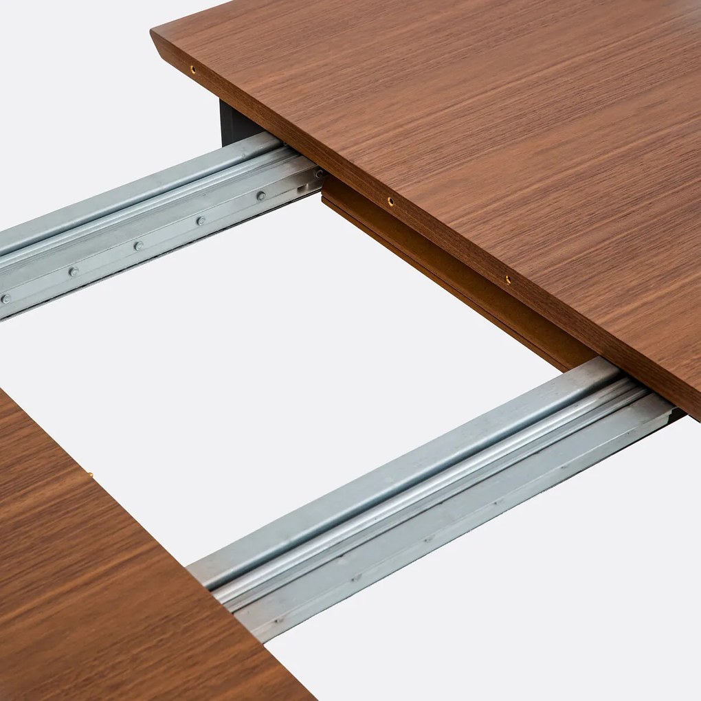 Uittrekbare eettafel, walnootfineer, 4 tot 8 couverts, AMORINO