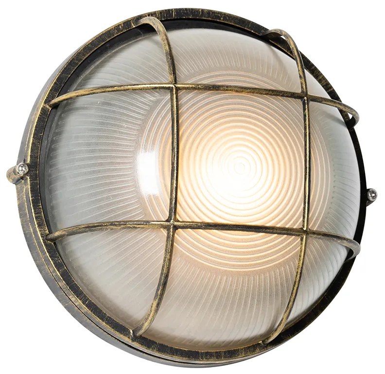 Industriële buitenwandlamp antiek goud IP44 - Hanneke