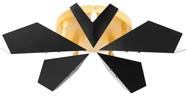 Design plafondlamp zwart met goud 5-lichts - Sinem