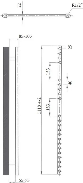 Sanicare elektrische design radiator 60x112cm wit met thermostaat links zwart