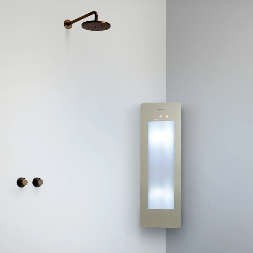 Sunshower Round Plus Small Sand White infraroodlamp en UV 33x95x10cm hoekopbouw