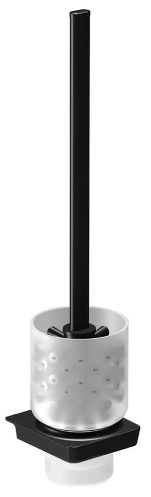 Toiletborstelhouder Sapho Zen Black Hangend 8.3x41.1 cm Zwart / Melkglas