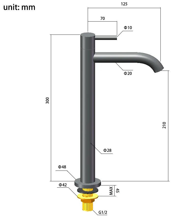 Saniclear Exclusive verhoogde toiletkraan RVS