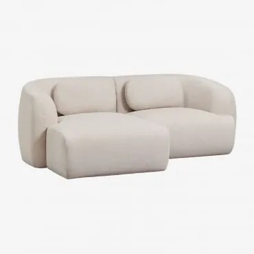 2-delige Linker Modulaire Chaise Longue Bank In Chenille Coquette Stof Chenille Beige – Crème - Sklum