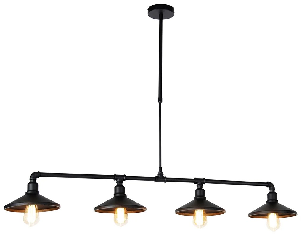 Eettafel / Eetkamer Smart hanglamp met dimmer zwart 4-lichts incl. Wifi ST64 - Laser Landelijk, Klassiek / Antiek, Landelijk / Rustiek, Industriele / Industrie / Industrial E27 rond Binnenverlichting Lamp