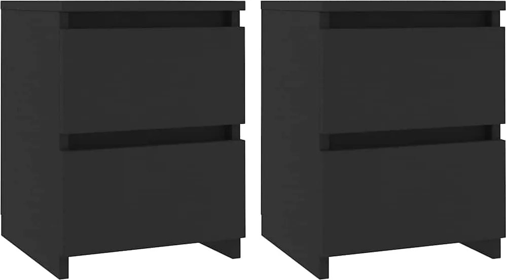 vidaXL Nachtkastjes 2 st 30x30x40 cm bewerkt hout zwart