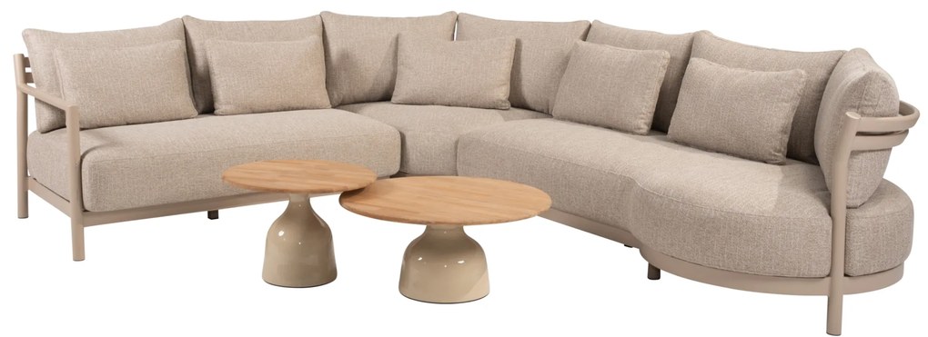 June Mykonos modulaire hoek loungeset 5 delig teak latte 4 Seasons Outdoor