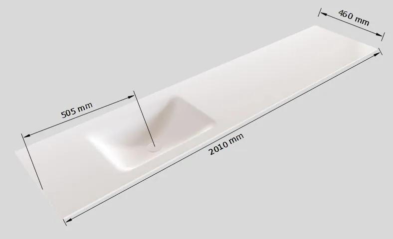 Zaro Sevilla Solid Surface badmeubel 200cm mat carrara mat zonder kraangat spoelbak links met 4 lades