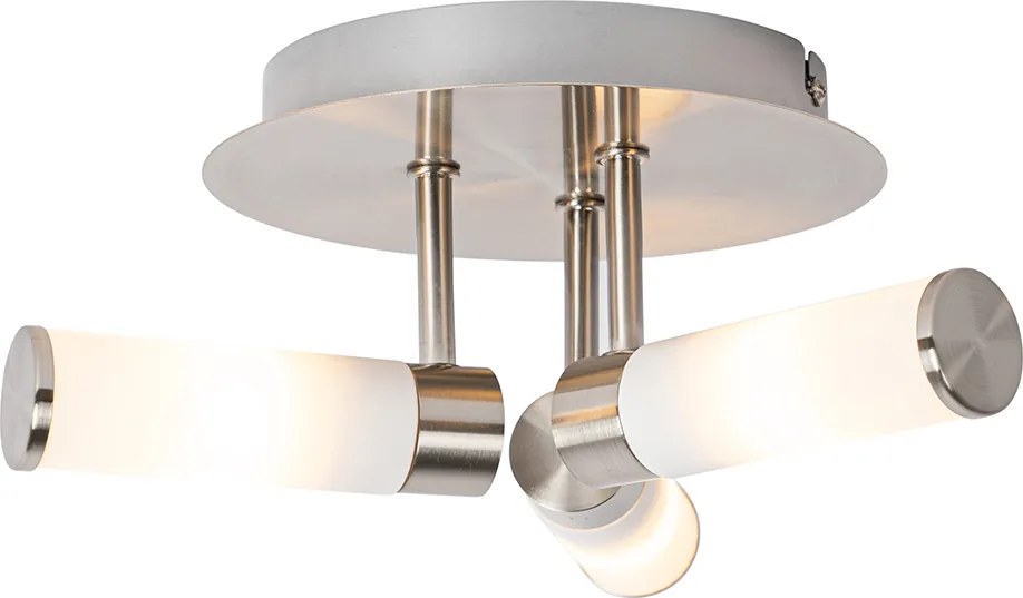 Moderne badkamer plafondlamp staal 3-lichts IP44 - Bath