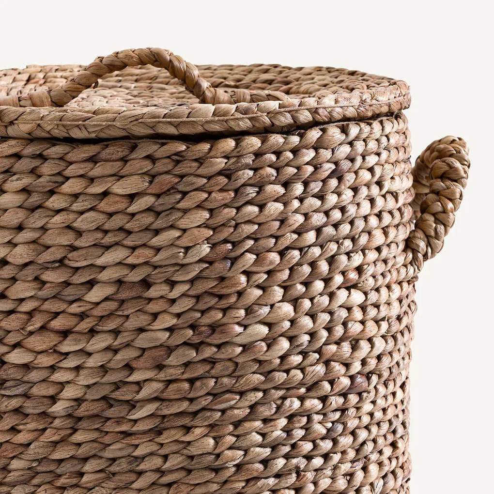 Ronde geweven wasmand van waterhyacint, LIAN