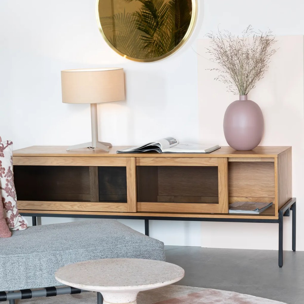 Zuiver Hardy Tv-meubel Met Schuifdeuren Eiken - 160x45x60cm.