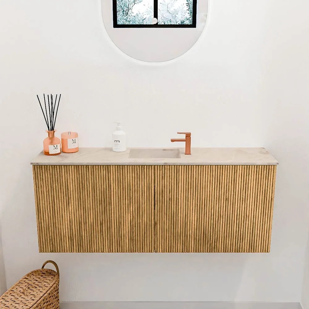 Mondiaz Joya DLux 100cm toiletmeubel oak met wastafel faye midden 1 kraangat frappe