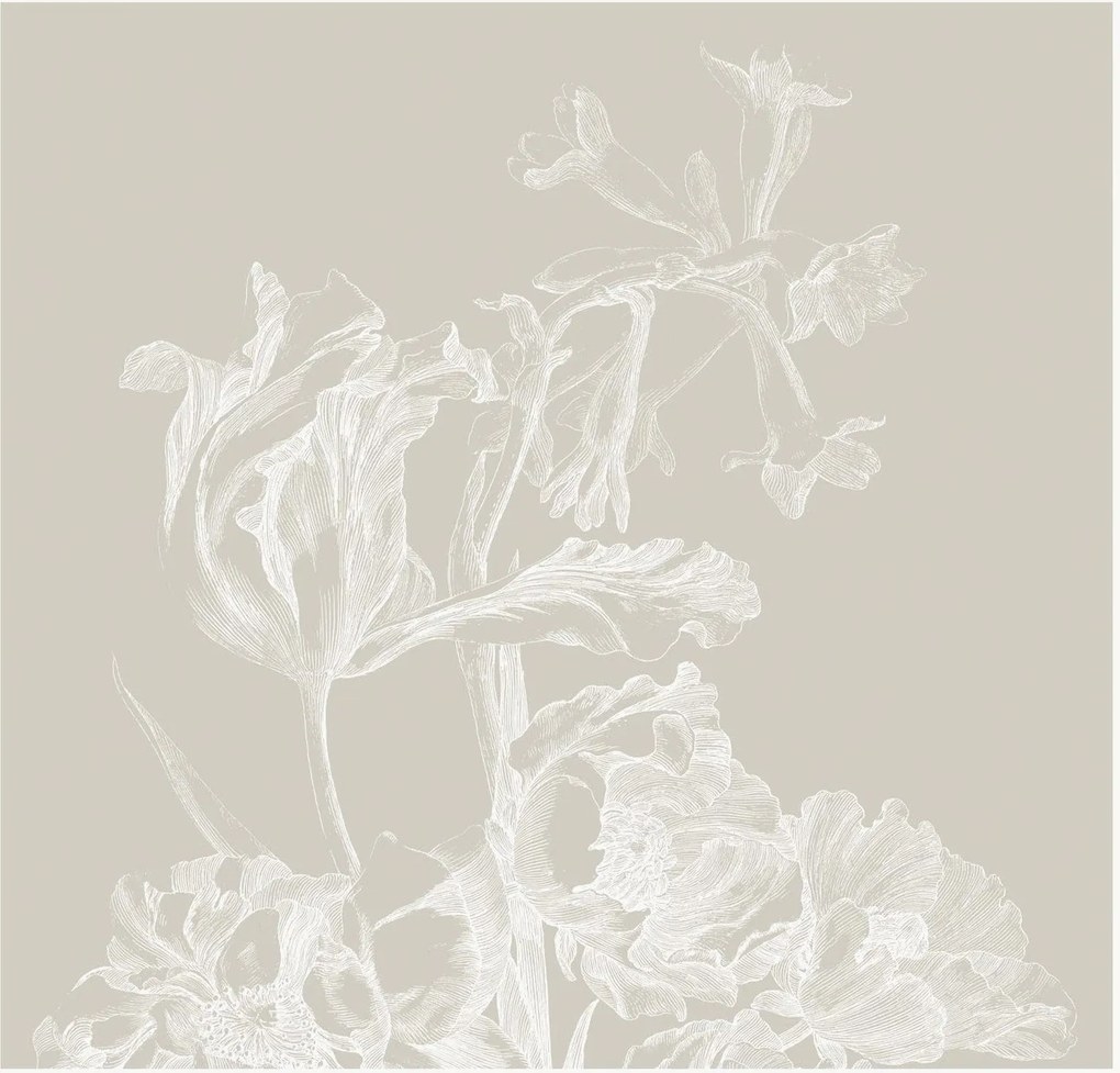 Behang Engraved Flowers