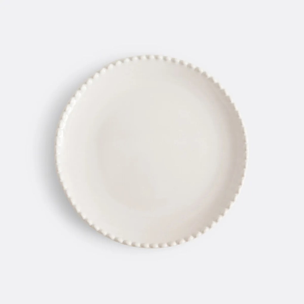 Set van 4 dessertborden in aardewerk met parelrand, Akoya