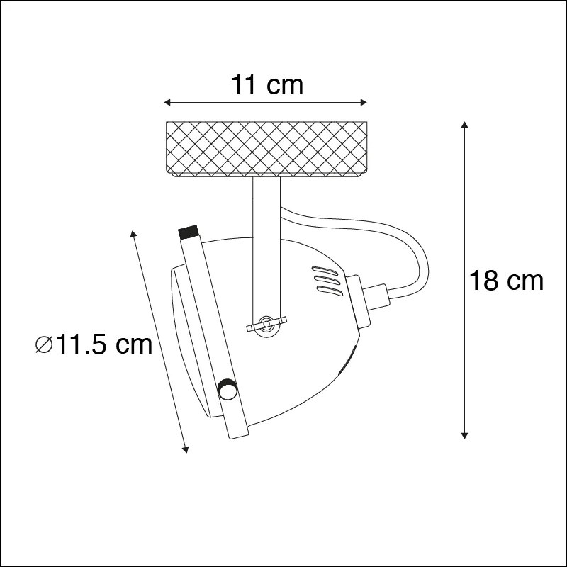 Industriële Spot / Opbouwspot / Plafondspot staal met hout kantelbaar - Emado Industriele / Industrie / Industrial GU10 rond Binnenverlichting Lamp