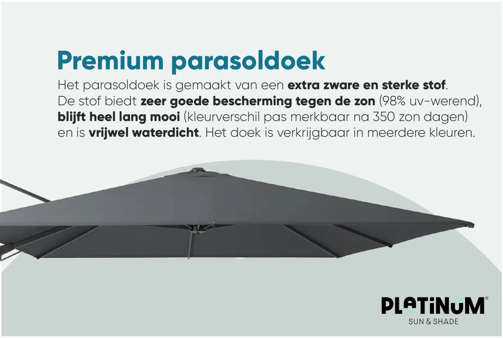 Platinum Challenger rechthoek zweefparasol T2 Premium - 3,5 x 2,6 m. - Manhattan