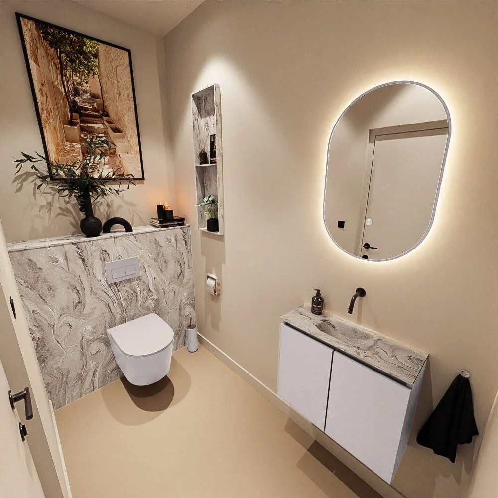 Mondiaz Ture DLux toiletmeubel 60cm cale met wastafel glace midden zonder kraangat