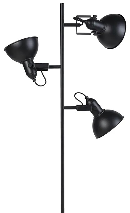 Smart vloerlamp met dimmer zwart met goud 3-lichts incl. 3 wifi P45- Tommy Industriele / Industrie / Industrial E14 rond Binnenverlichting Lamp