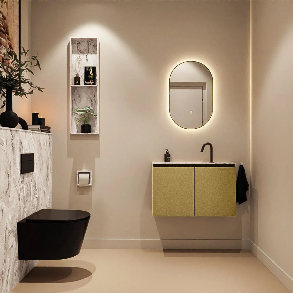 Mondiaz Ture DLux toiletmeubel 80cm oro met wastafel glace midden met kraangat