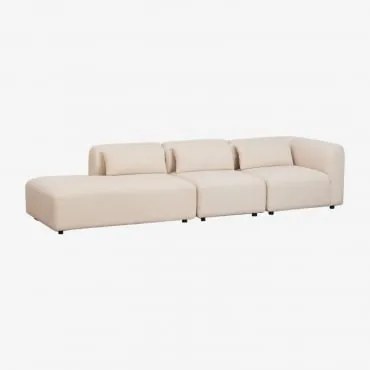 3-delige Modulaire Hoekbank Met Linker Divan Fogler Teddystof Crème Beige - Sklum