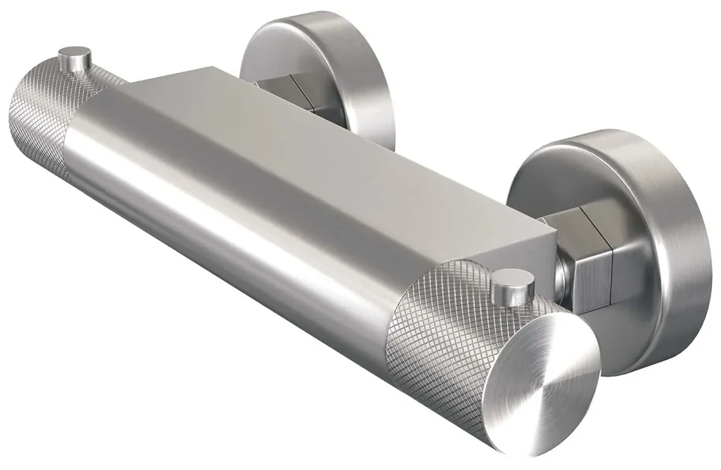 Brauer Brushed Carving thermostatische douchekraan met glijstang en 3 standen handdouche RVS geborsteld PVD