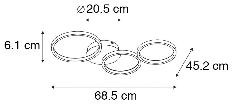 Design plafondlamp zwart incl. LED 3-staps dimbaar 3-lichts - Pande