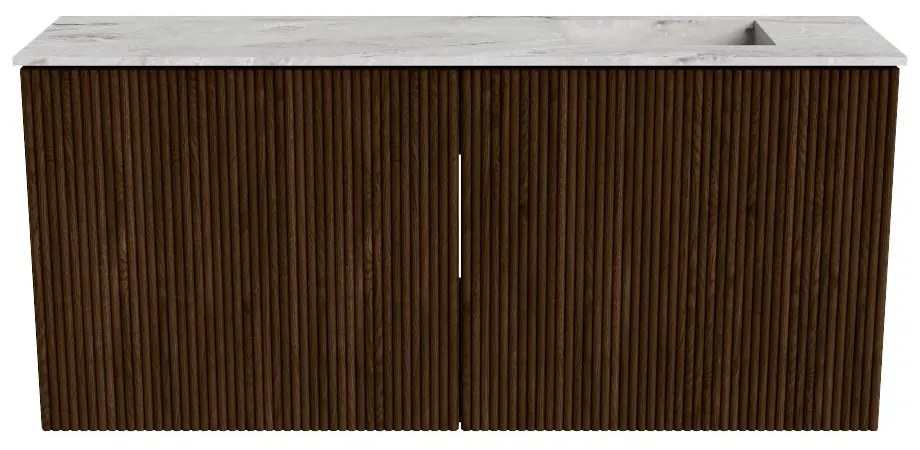 Mondiaz Joya DLux 90cm toiletmeubel walnut met wastafel faye rechts zonder kraangat glace