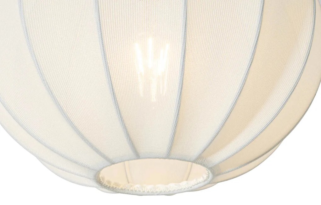 Stoffen Design hanglamp wit zijden 30 cm 3-lichts - Plu Design E27 bol / globe / rond Binnenverlichting Lamp