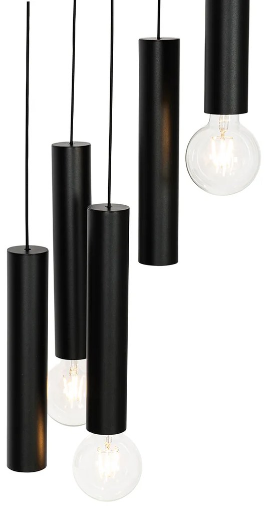 Design hanglamp zwart rond 7-lichts - Tuba Design E27 Binnenverlichting Lamp
