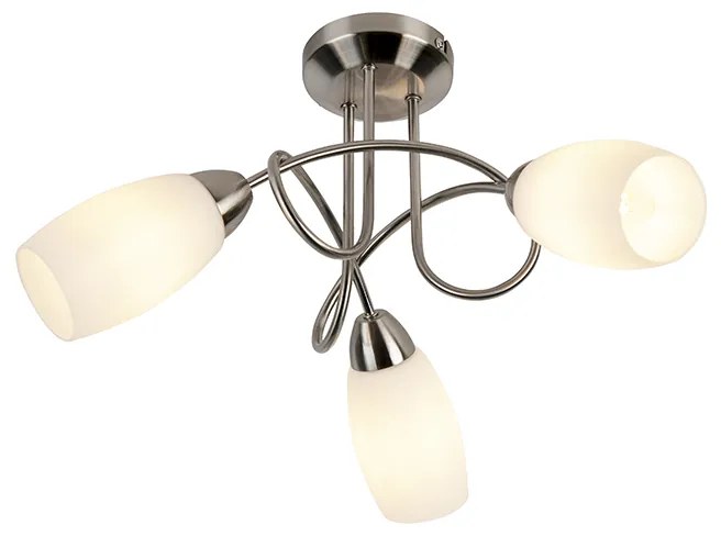 Klassieke plafondlamp staal 3-lichts - Fortress
