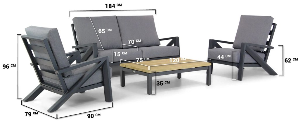 Stoel en Bank Loungeset 5 personen Aluminium Grijs  Santika Furniture Santika Cinta