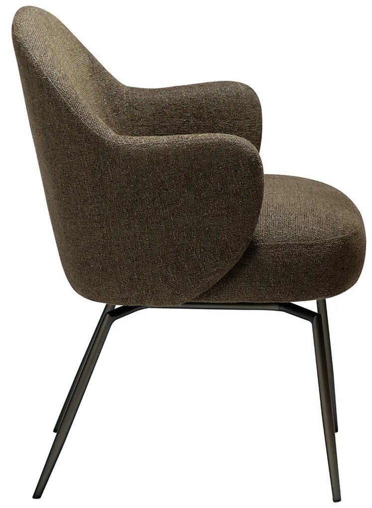 Dan-Form Bae Swivel Luxe Eetkamerstoel Draaibaar Olijfgroen Boucle