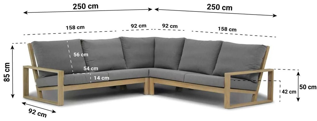 Hoek loungeset 4 personen Teak Grijs Lifestyle Garden Furniture Pure Island