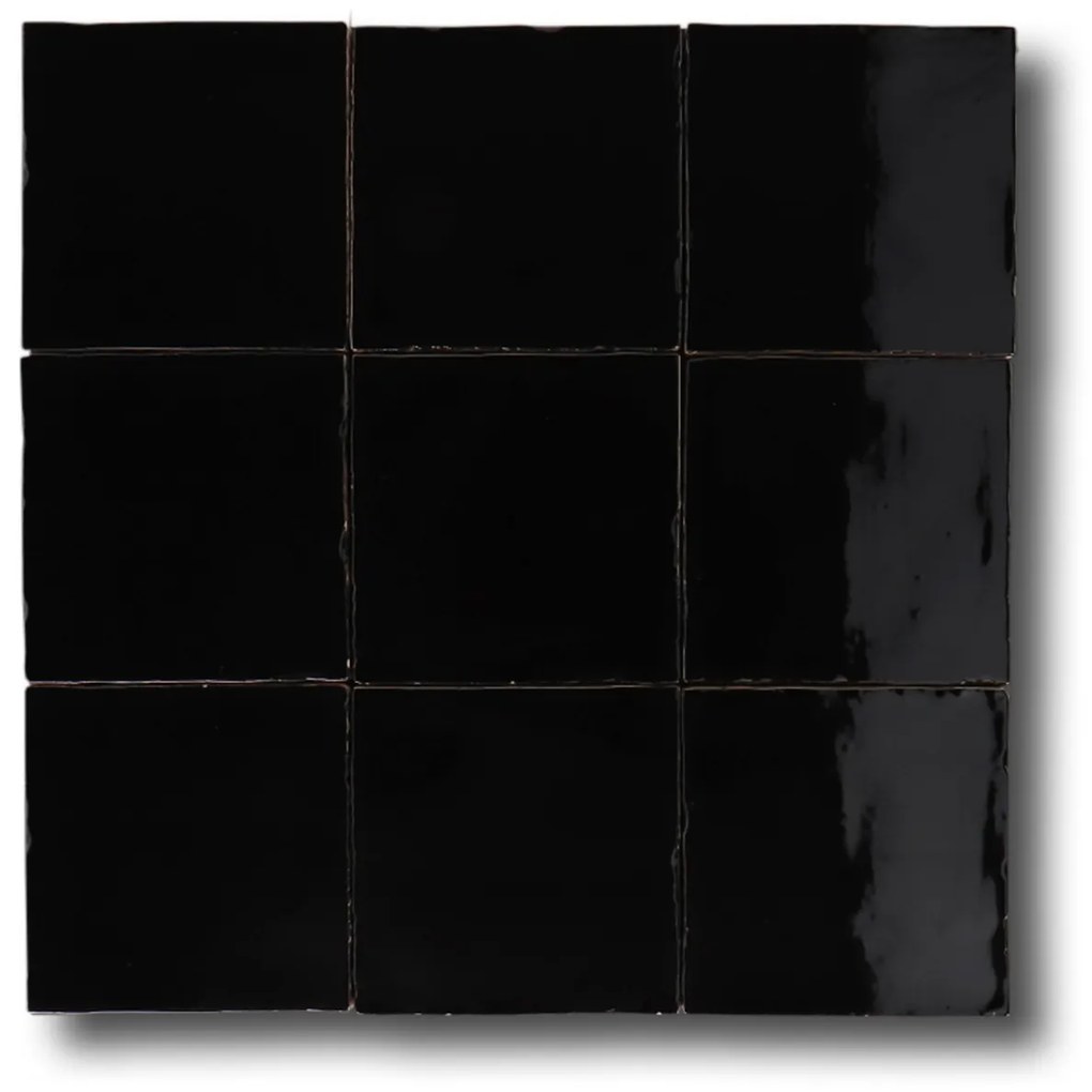 Hoogglans Handvorm Wandtegel 13x13 Cm Baltimore Zwart RBT65
