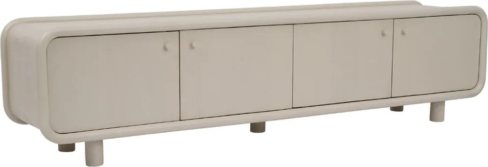 Tv-meubel Beige Hout Met Ronde Hoeken 200 Cm - 200x43x50cm.
