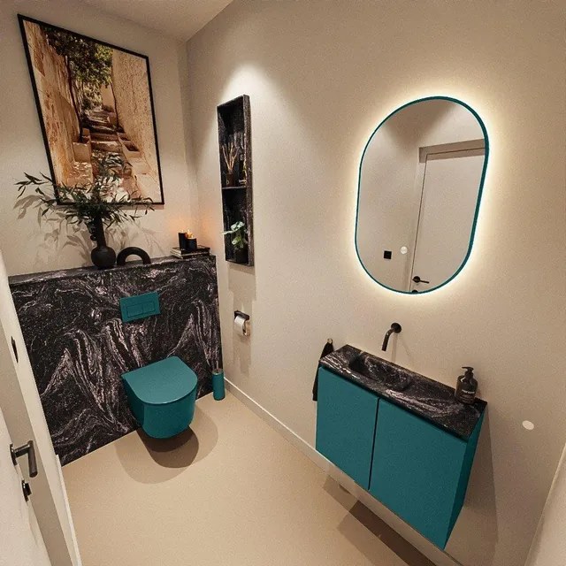 MONDIAZ TURE-DLUX 60cm toiletmeubel Smag. EDEN wastafel Lava positie links. Zonder kraangat. TUREDX60SMAL0LAV