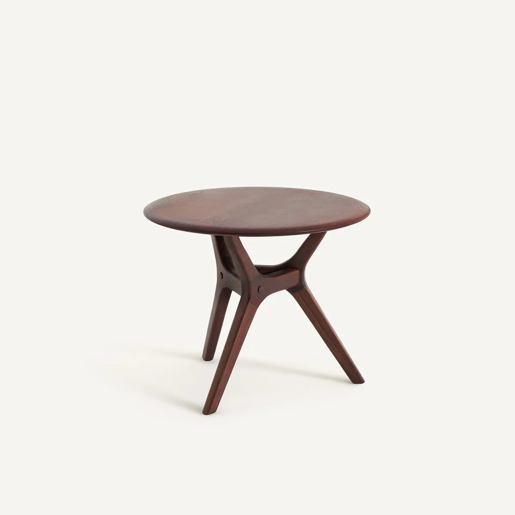 Ronde salontafel in massief notenhout, diameter 50 cm, MARICIELO